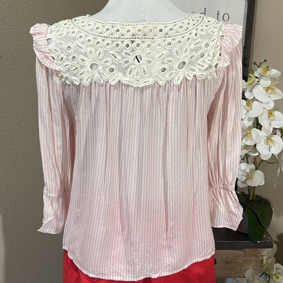 Pink and White Striped Blouse with Lace Detail TRN28 - Picture 5 of 5
